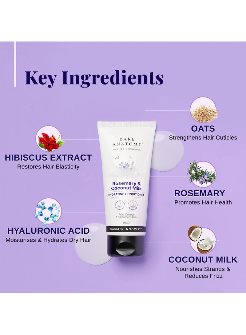BARE ANATOMY بلسم مرطب من ناتشر إكس ساينس بالروزماري وحليب جوز الهند | بلسم طبيعي للشعر الجاف والباهت والمجعد | خالي من SLS والبارابين | بلسم للنساء والرجال | 150 مل - Image 4